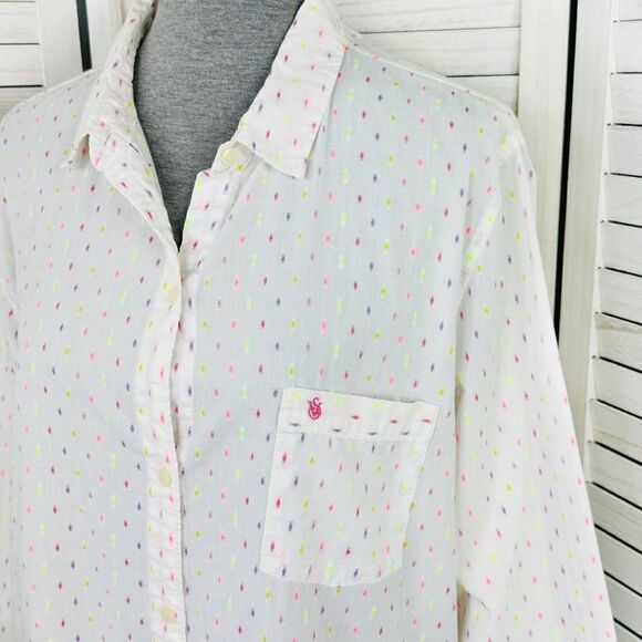 Victoria’s Secret Embroidered Neon Print Pajama Shirt White Multi Large - Picture 5 of 12